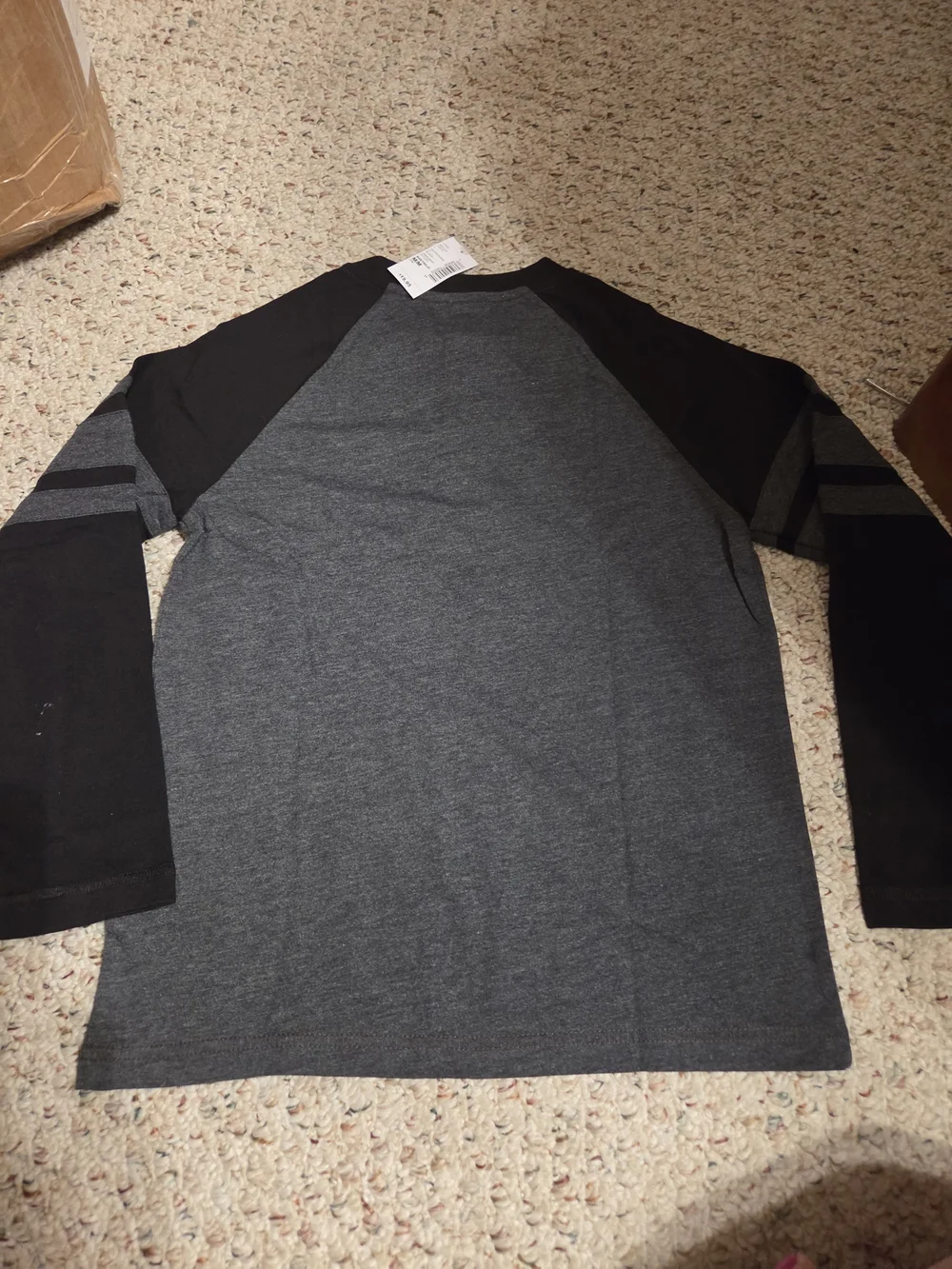 The Children's Place Charcoal Gray and Black Raglan Henley Long Sleeve Tee